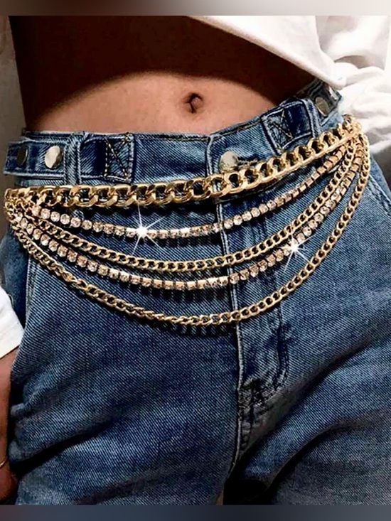 Anthropologie Accessories - Gold Draped Multi-Chain Rhinestone Waist Belt